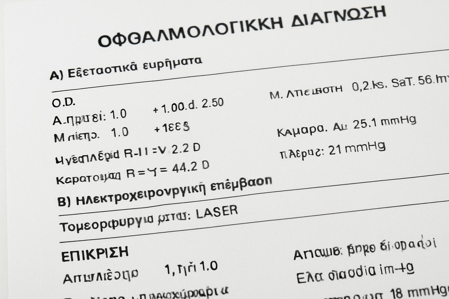 Письменный медицинский перевод с греческого на русский: результаты офтальмологической диагностики и эпикризы после лазерной коррекции зрения. Особенности греческих офтальмологических отчётов